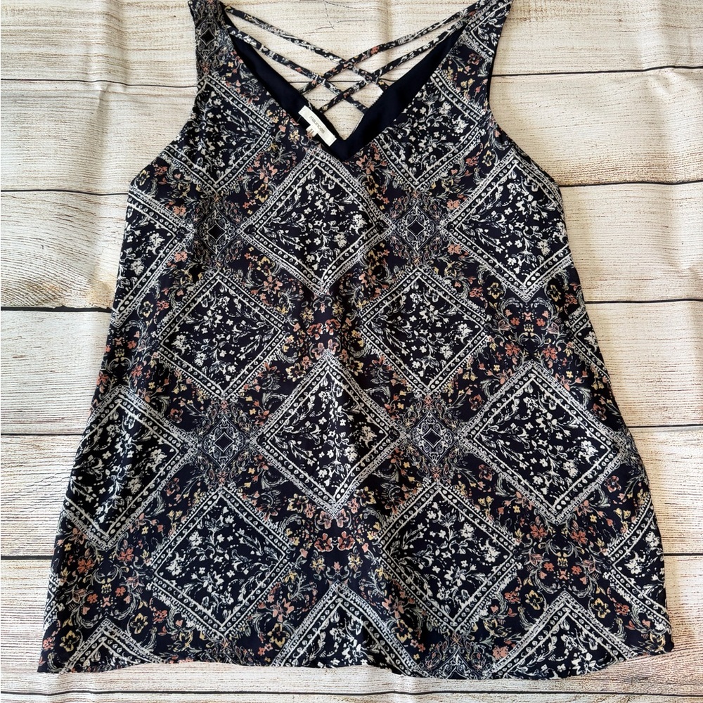 Maurices Navy and White Patterned Camisole